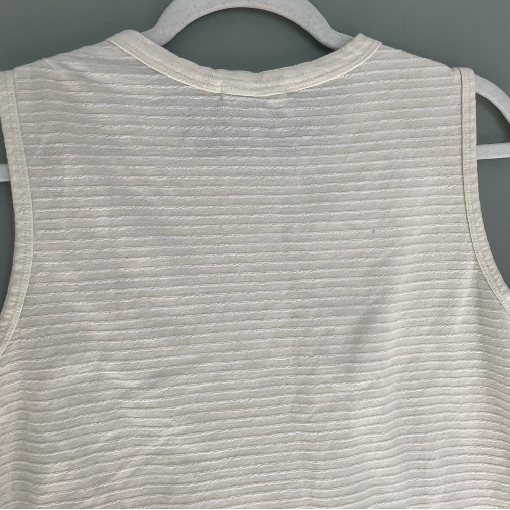 Marine Layer "Lydia" Textured White Cream Stripe Cropped Tank - Picture 10 of 16